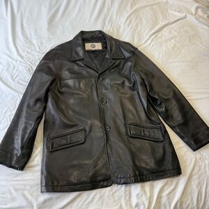 Stone Mountain Mens Genuine Soft Leather Jacket Black XL Classic Button Front